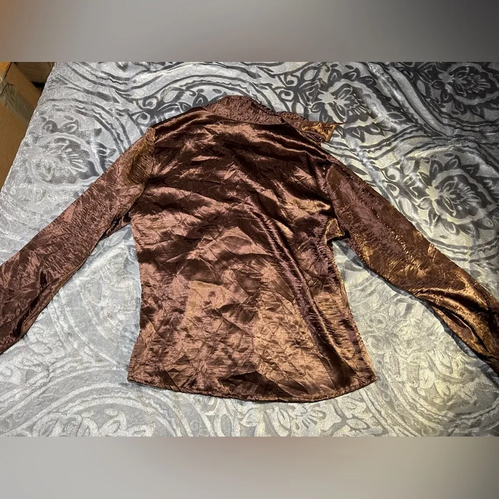 Y2K Faux Crushed Silk Chocolate Large Brown - Image 12