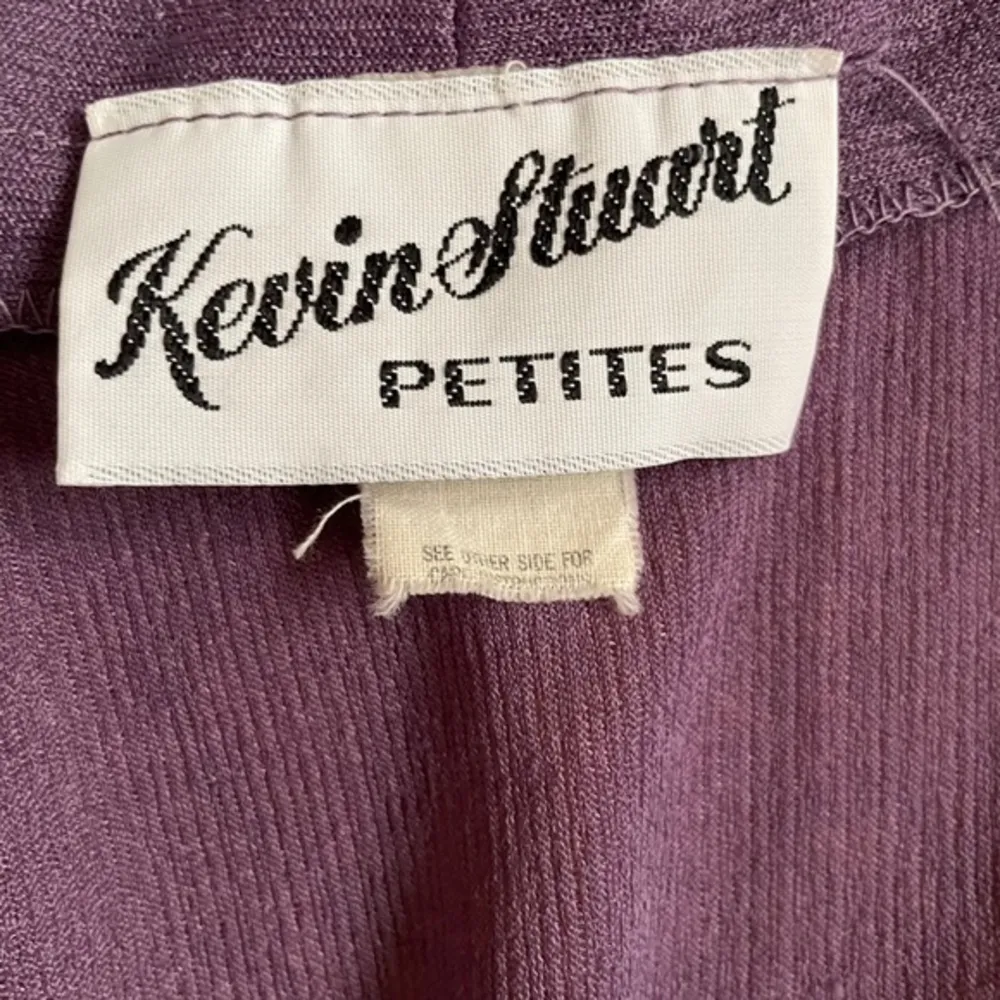 1970s Kevin Stuart Petites Vintage Jabot Tie Neck Purple Midi Dress Union - Image 3