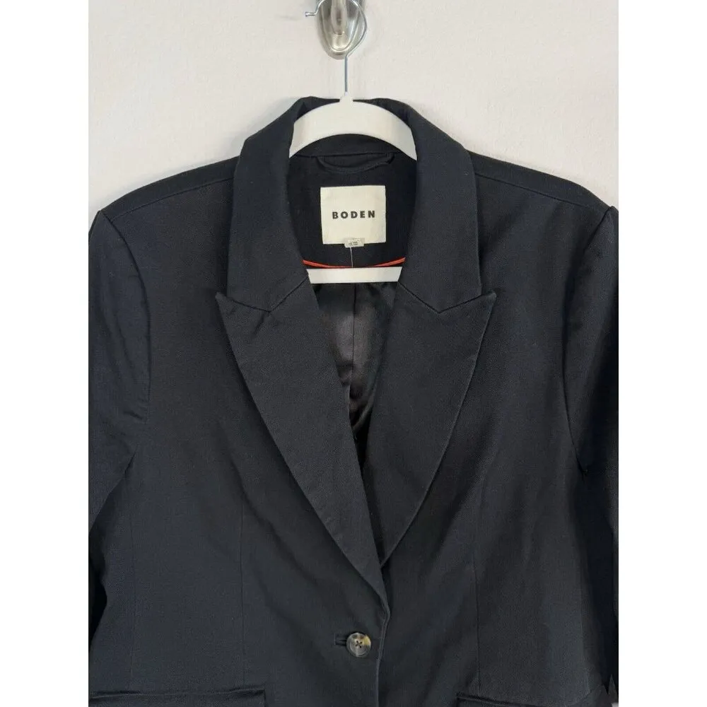 Boden Women’s‎ Black Button Front Lined Blazer Jacket Stretch Size 16 - Image 7