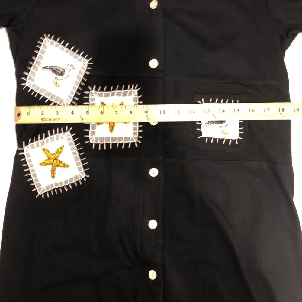 Dress Size Medium Country Wear Casuals Maxi Black Embroidered Beaded Beach Theme - Image 3