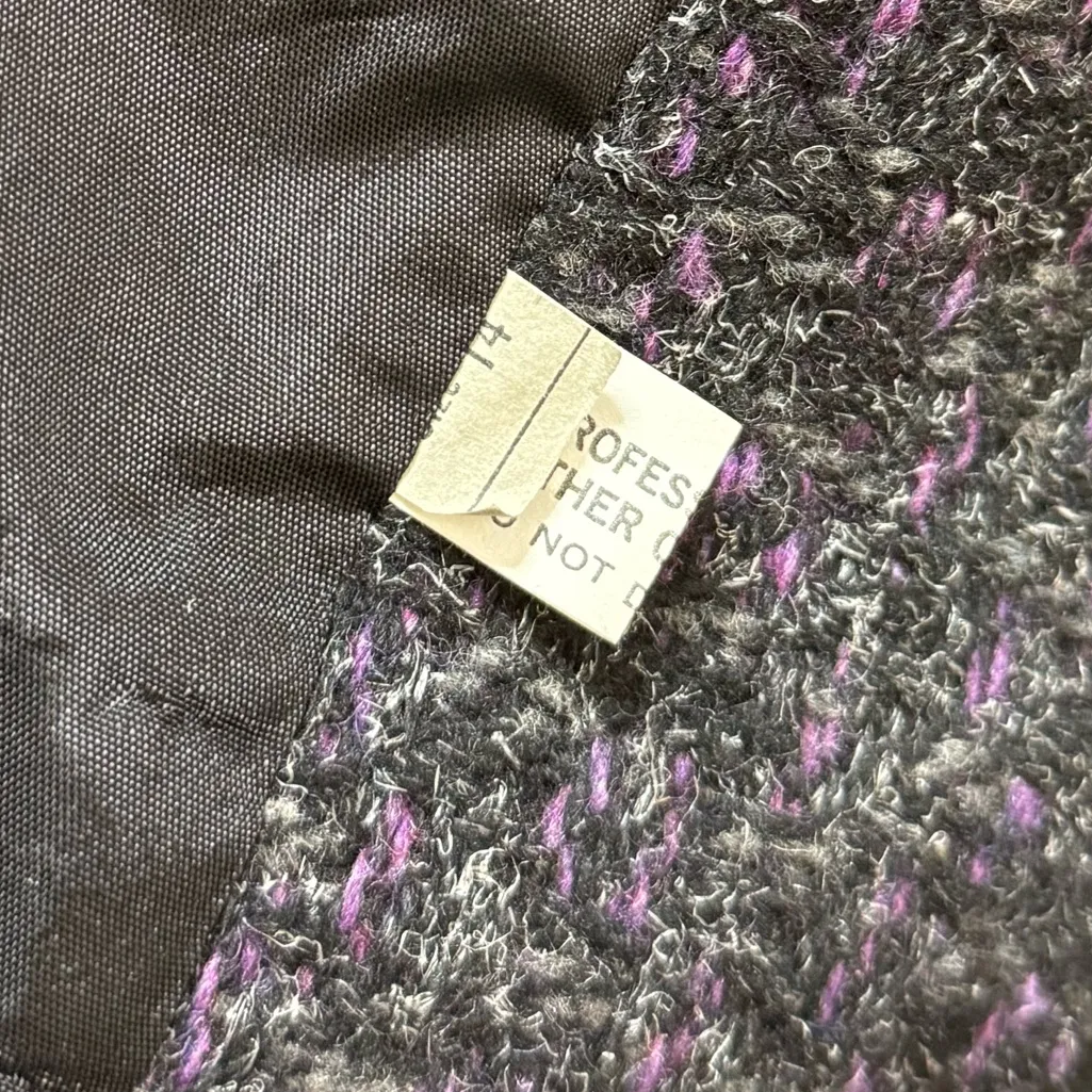 Hunters Run Vintage Wool Coat Tweed Dress Overcoat L Large 14 Black - Image 7