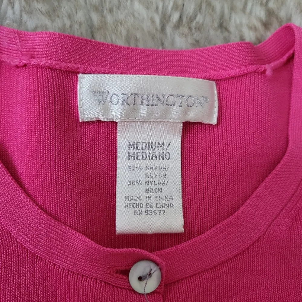 Worthington Button Down Cardigan Pink Size Medium - Image 3