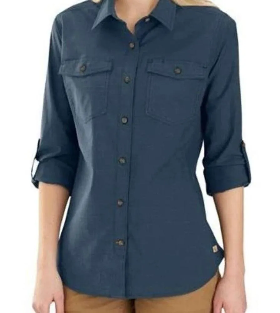 CARHARTT women's medium gray rugged flex Bozeman button-up long sleeve shirt - Image 2