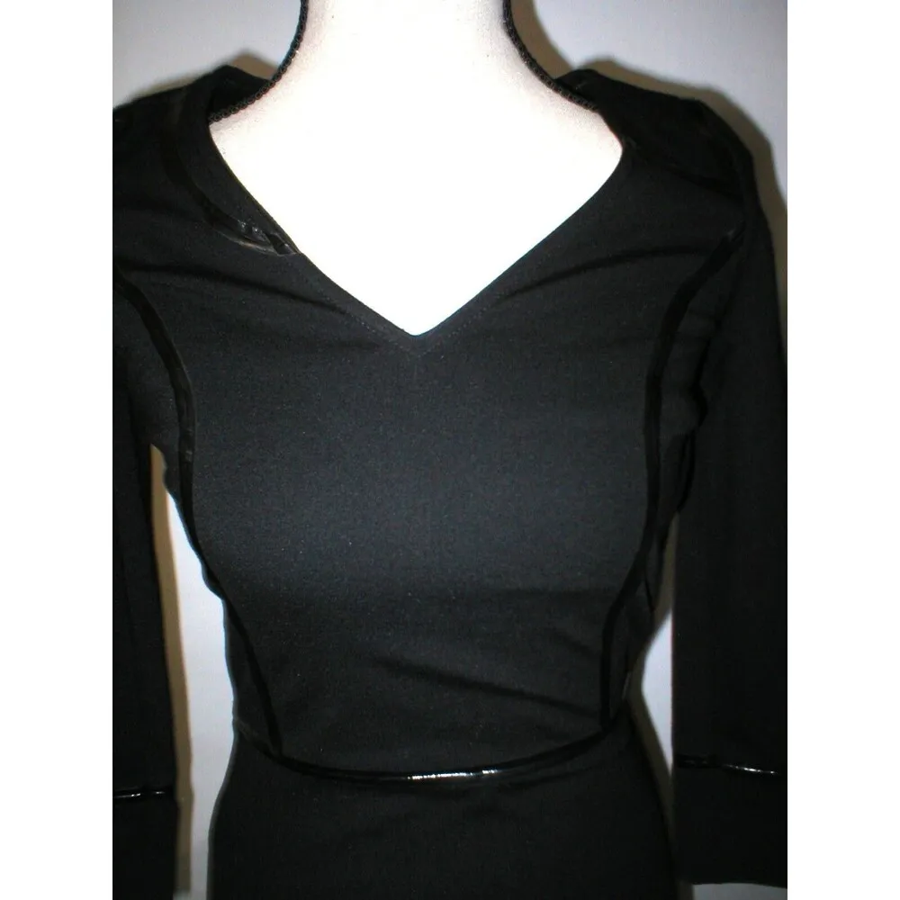 New Womens NWT $1200 Designer Emporio Armani Dress Black IT 40 4 Piping Sheath - Image 4