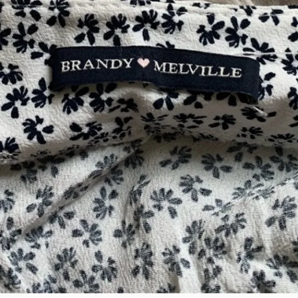 Brandy Melville Genevieve Black and White Floral Wrap Skirt - Image 12