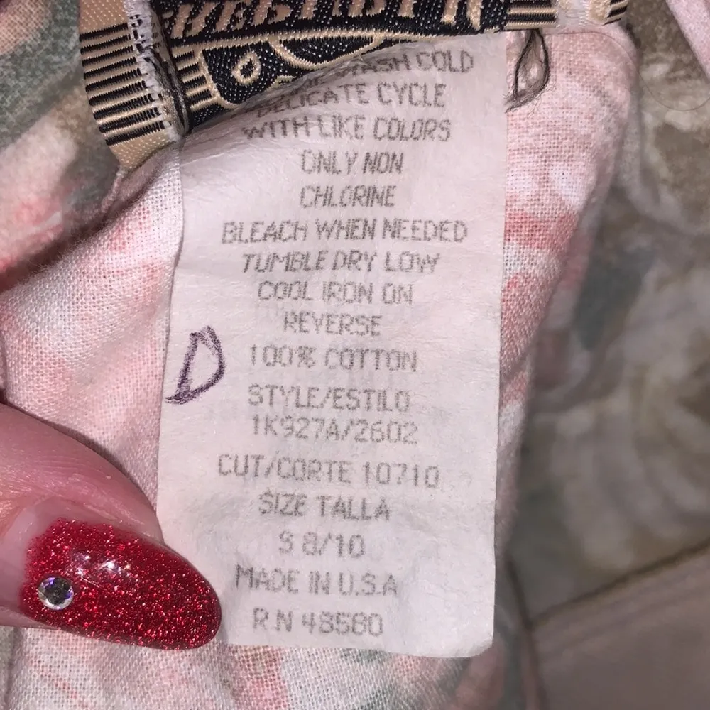 Denim Republic vintage pastel floral short sleeve button down shirt Pink Size 8 - Image 8