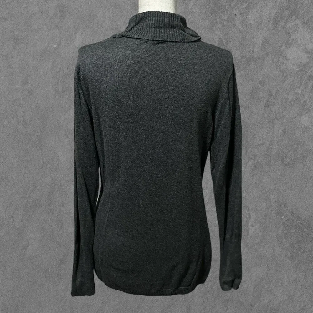 WORTHINGTON | Charcoal Gray Turtleneck Long Sleeve Pullover Thin Sweater Size L - Image 5
