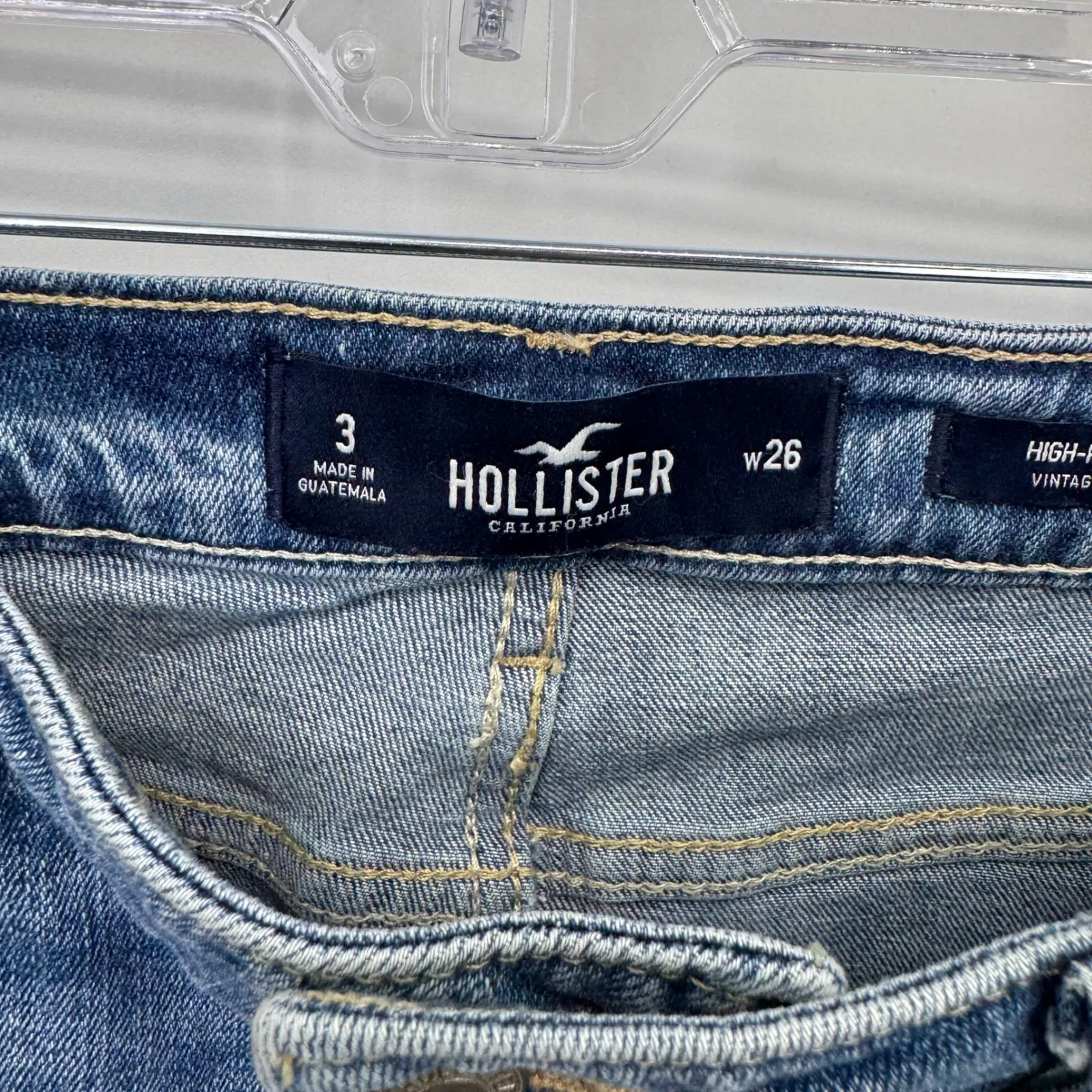 Hollister Denim‎ Mini Skirt Distressed Frayed Hem Blue Wash Juniors Size 3 - Image 7