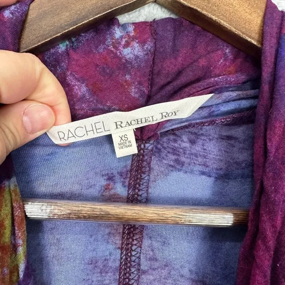 Rachel Roy Dress Womens XS Purple Gathered V Neck Ruched Vtg Y2K Fairy‎ Boho - Image 2