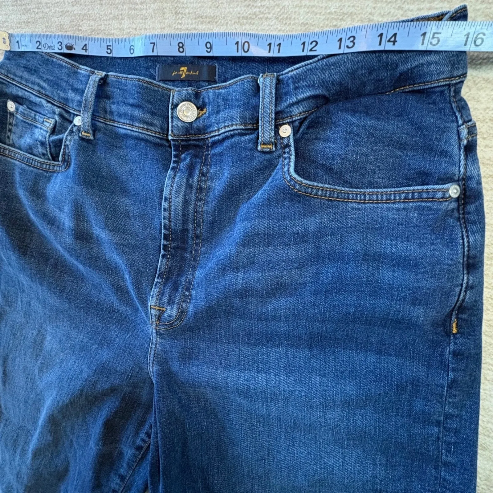7 For All Mankind The Modern Straight Jeans  Women 31x25 Raw Hem Cropped (cut)‎ - Image 6