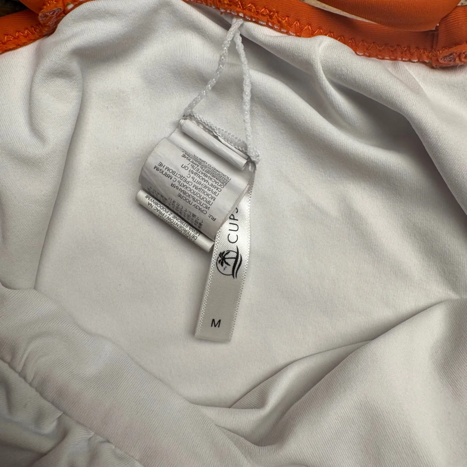 CUPSHЕ One Piece Swimsuit Orange Ruched V Neck Halter Style Size M - Image 4