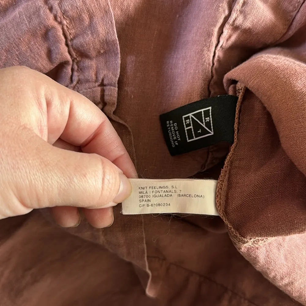 SITA MURT Linen Button Down Ruffle Top Rose In Pink 38 - Image 6