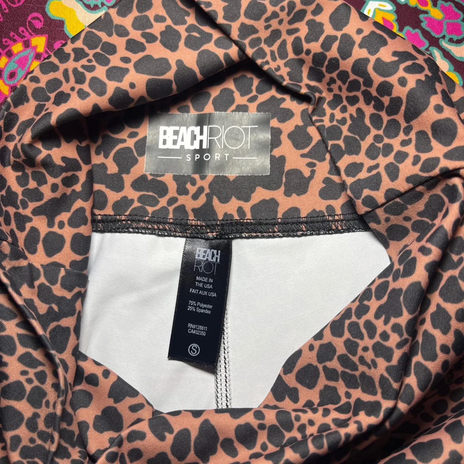 Beach Riot Sport Leopard Print High Waist Biker Shorts Women's Size Small Brown - Image 6