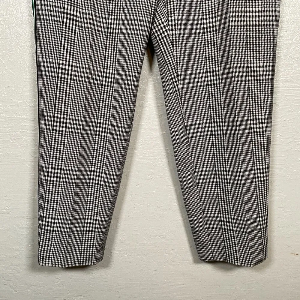 Hugo Boss Women 12 Black White Houndstooth Torominala Glen Plaid Ankle Trousers - Image 2