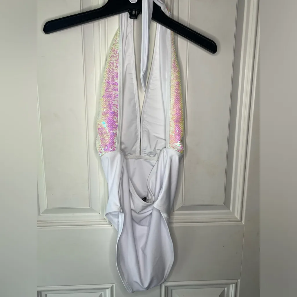 New Look Sequin Plunge white Swimsuit NWT size 8 uk 12 Swimwear - Image 8