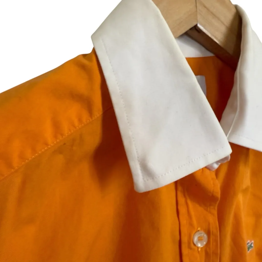 Vintage Lacoste Orange Button Front Blouse Shirt Women's Size 34 - Image 5