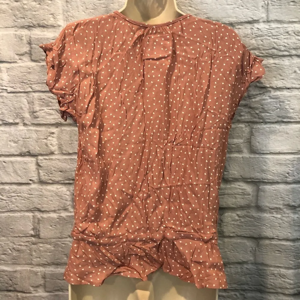 Rails Small Bretton Rosewood Mini Hearts Pink Short Sleeve Blouse Top - Image 7