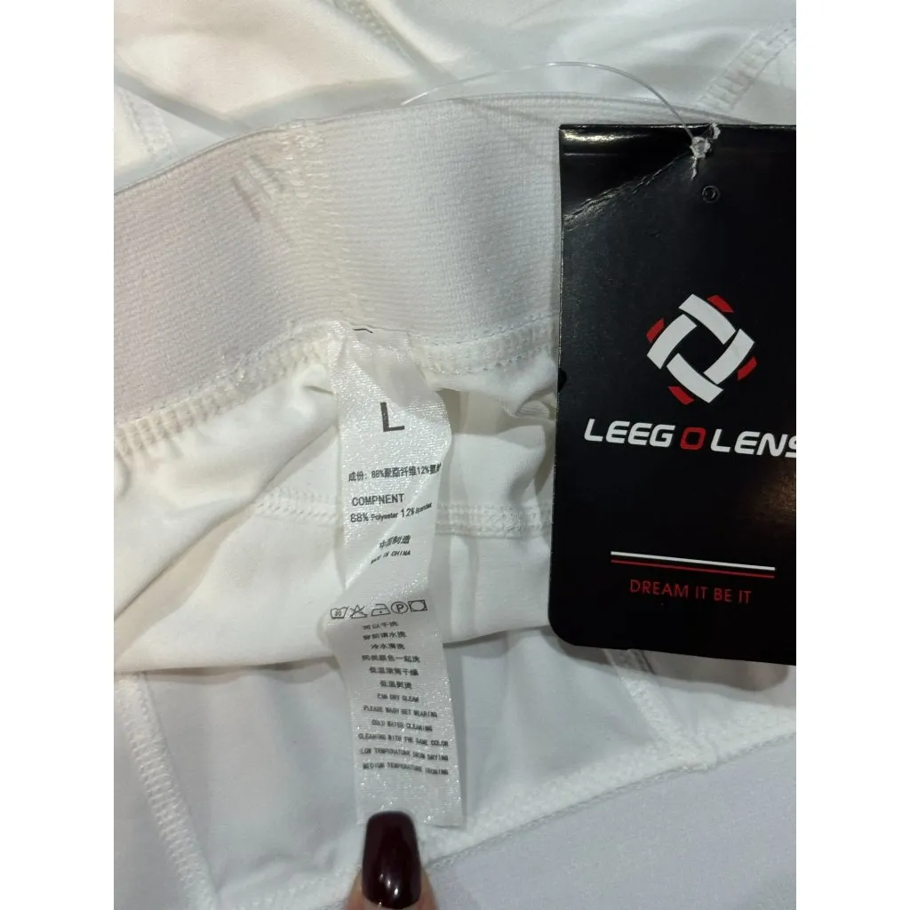 NEW Leegolens Womens L Performance Active Stretch Pants Legging Pockets White Size L - Image 5