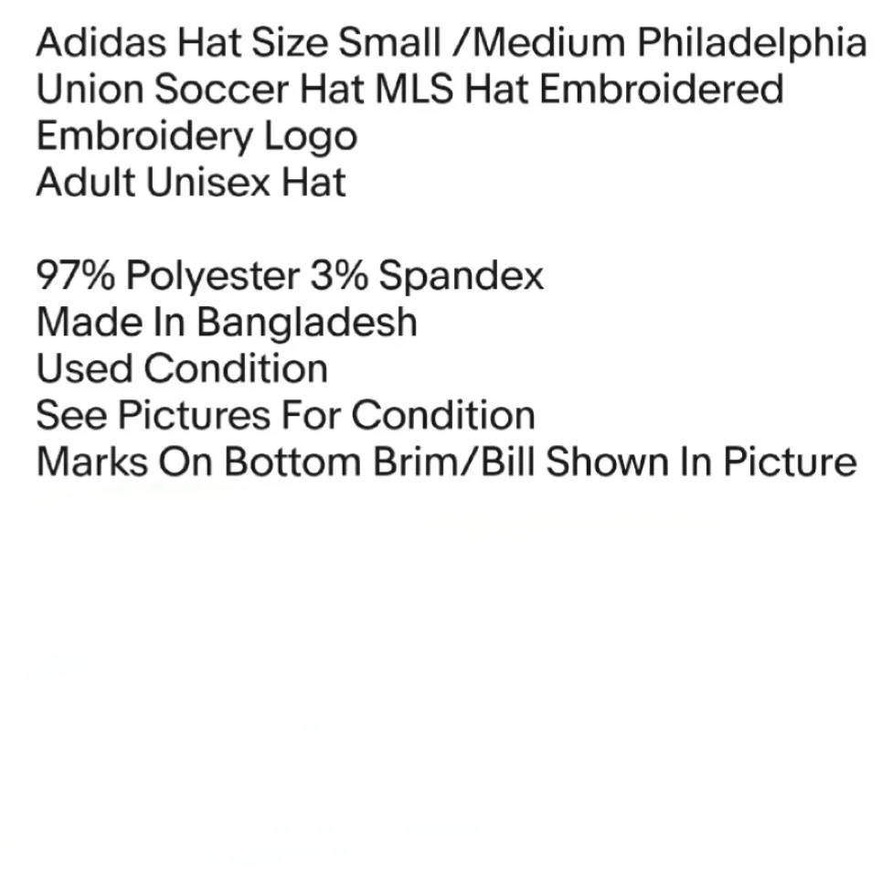 Hat Size Small /Medium Philadelphia Union Soccer Hat MLS Hat Embroidered Unisex - Image 2