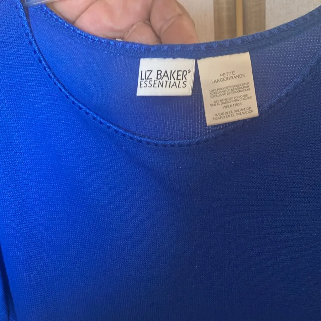 FINAL MARKDOWN Liz baker Vibrant Blue Short Sleeve Top petite large - Image 5