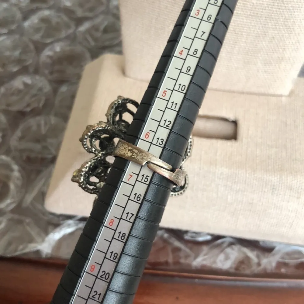 Vintage Rhinestone Stone Ring Size 6.25 - Image 3