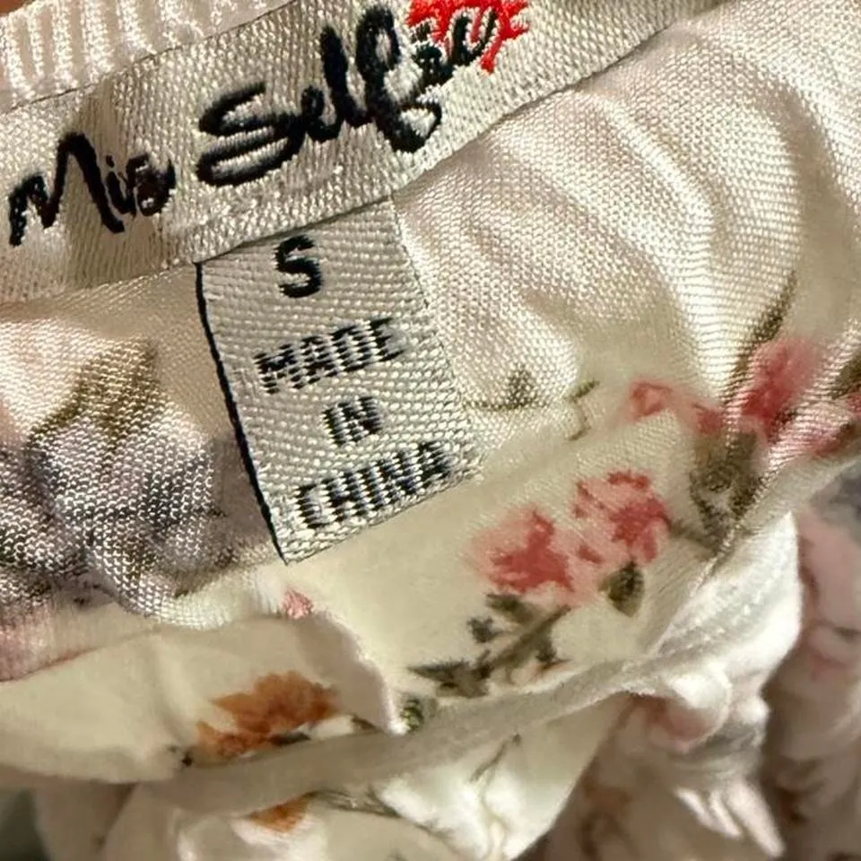 Miss Selfie - Puff Sleeve Smocked Peplum Blouse - Women - Size S - White Floral - Image 3