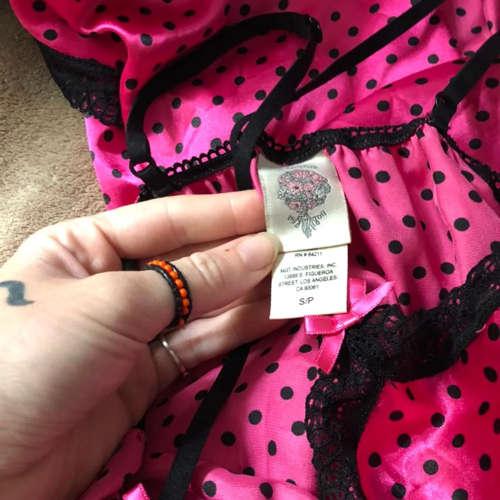 Polka Dot Silky Pajamas Pink - Image 9