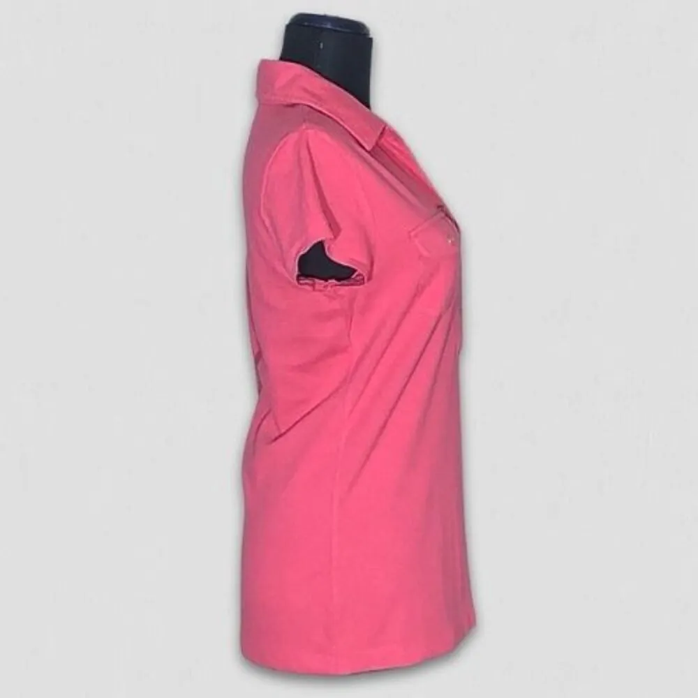 Land's End Tennis Polo Shirt Hot Pink Short Sleeve - Medium - Image 4