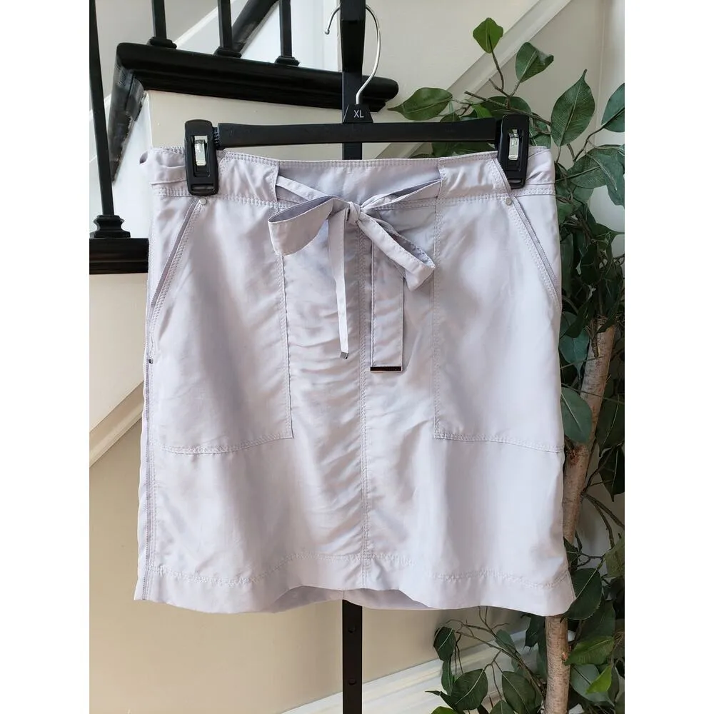 White House Black Market Pencil Skirt Womens Size 0 Light Gray Belted - Image 2