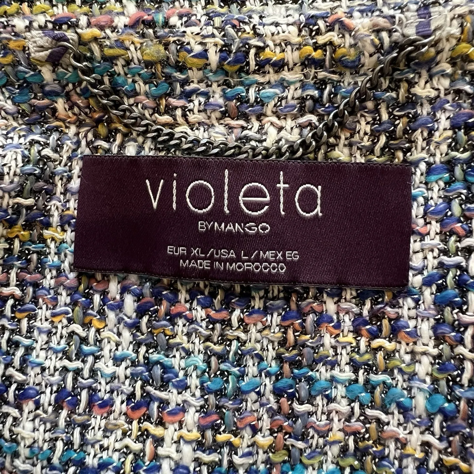 Violeta By‎ Mango Women's Tweed Jacket Size Large Blazer Fringe Old Money - Image 8