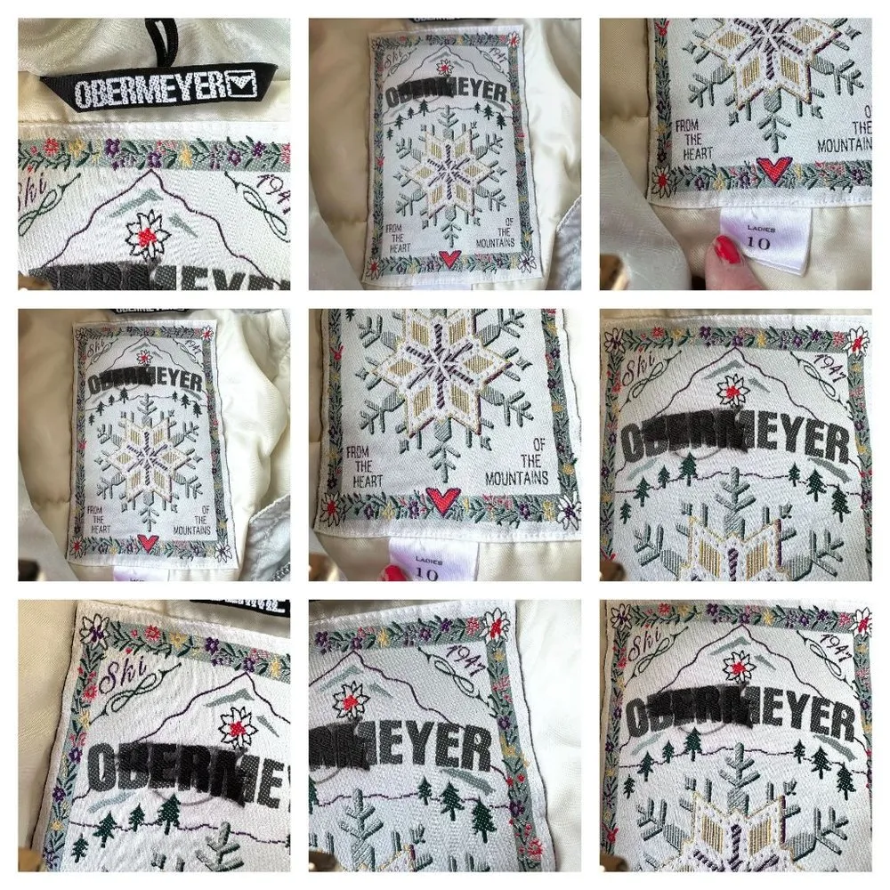 Vintage Obermeyer Ladies Ski Suit Sz 10 Iridescent 1 Piece Stirrups Embr… - Image 12