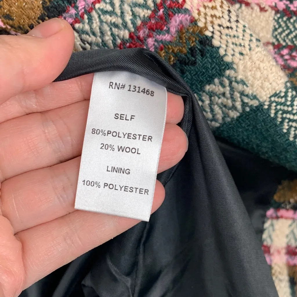 Fate size small blazer tweed Green Pink Textured Jacket plaid double breasted - Image 8