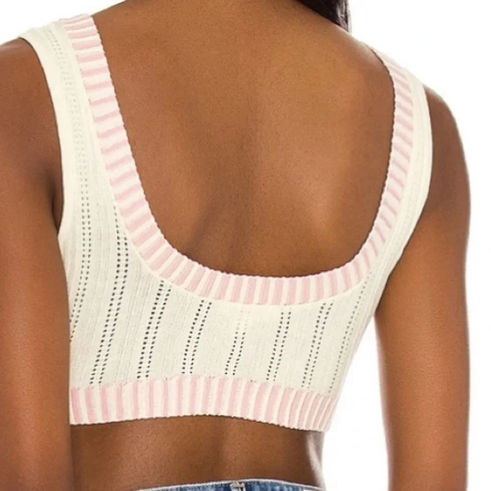 For Love & Lemons Rhea Pointelle Knit Crop Tank in Buttercup - Image 2