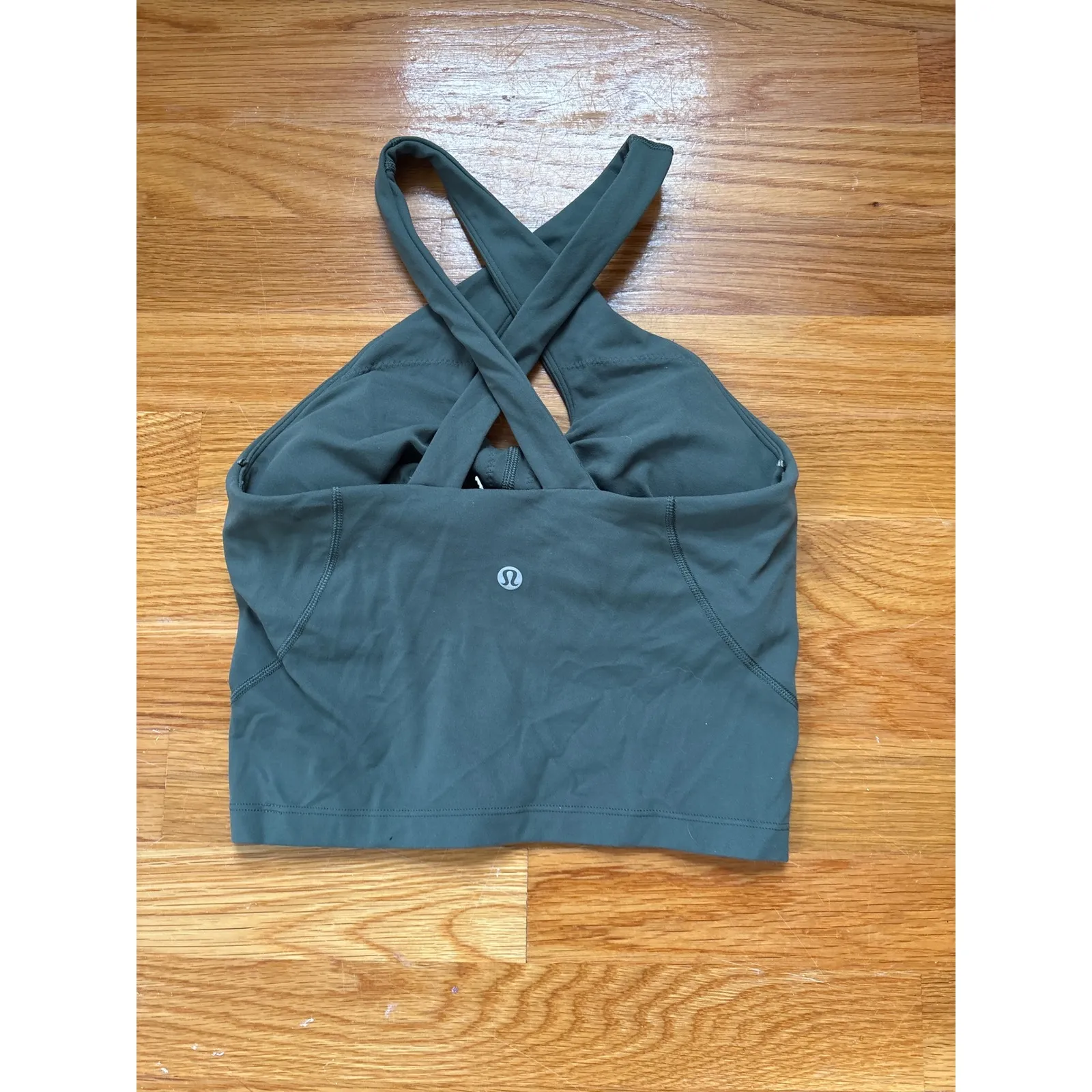 Lululemon‎ Align Halter Neck Crop Tank Top Size 2 Green - Image 2
