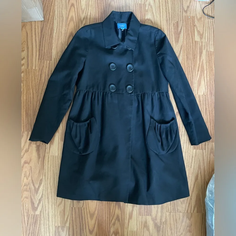 Simply Vera Vera Wang Women’s Black Wool Blend Trench Swing Coat Sz M - Image 8