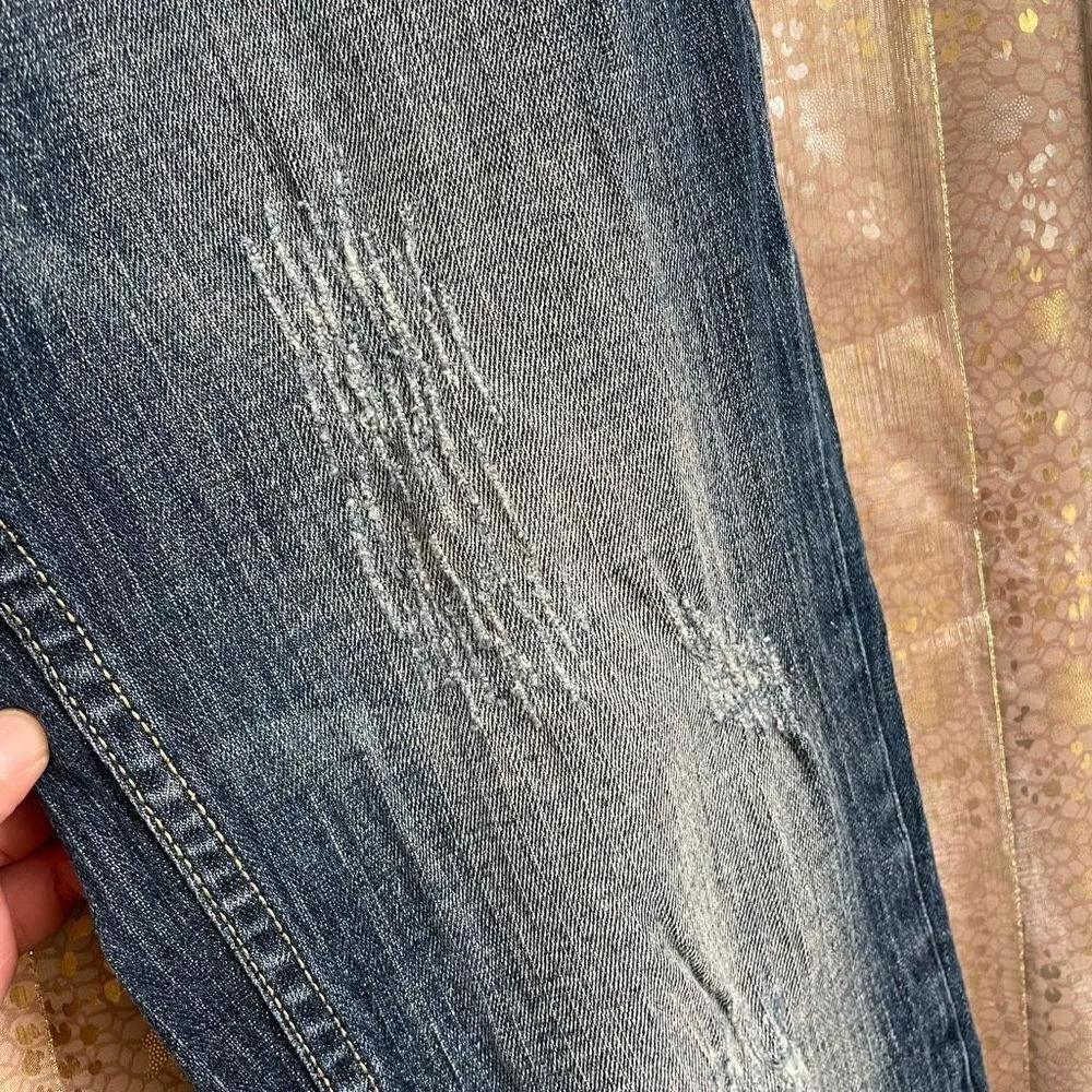 Armani Exchange J57 Ultra Low Rise Faded Wash Straight Leg Jeans, 6R - Image 5