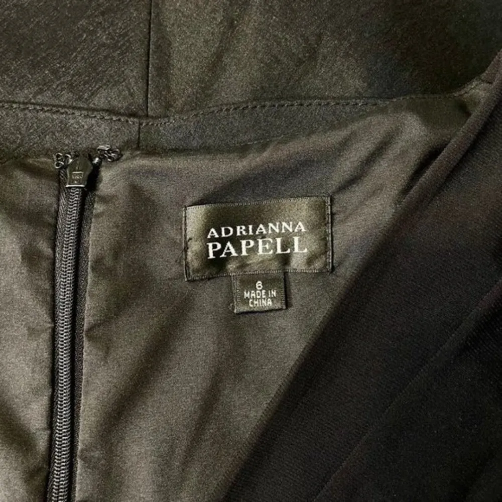 Adrianna Papell Black V-Neck Tiered Sheath Dress Party Cocktail 6 Small - Image 10