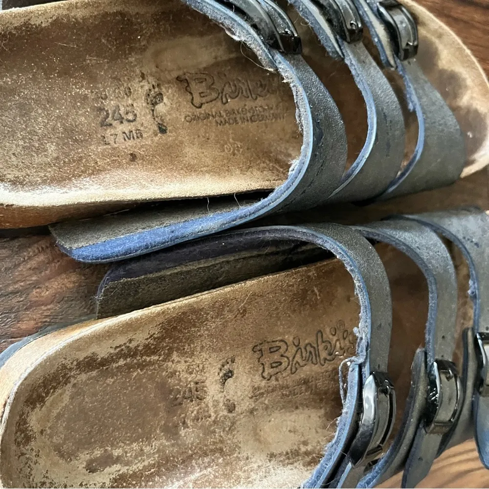 Birkenstock Florida Birko-Flor 3 Strap Blue 245 L-7 Sandal - Image 5