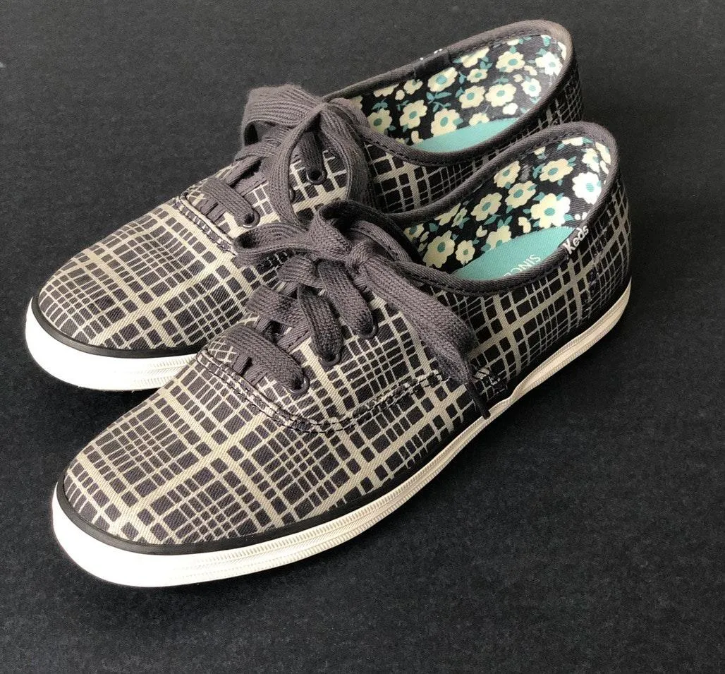 EUC  Women's Champion Hanky Plaid Fashion Sneaker Drizzle Gray Twill Size 6.5 - Image 3