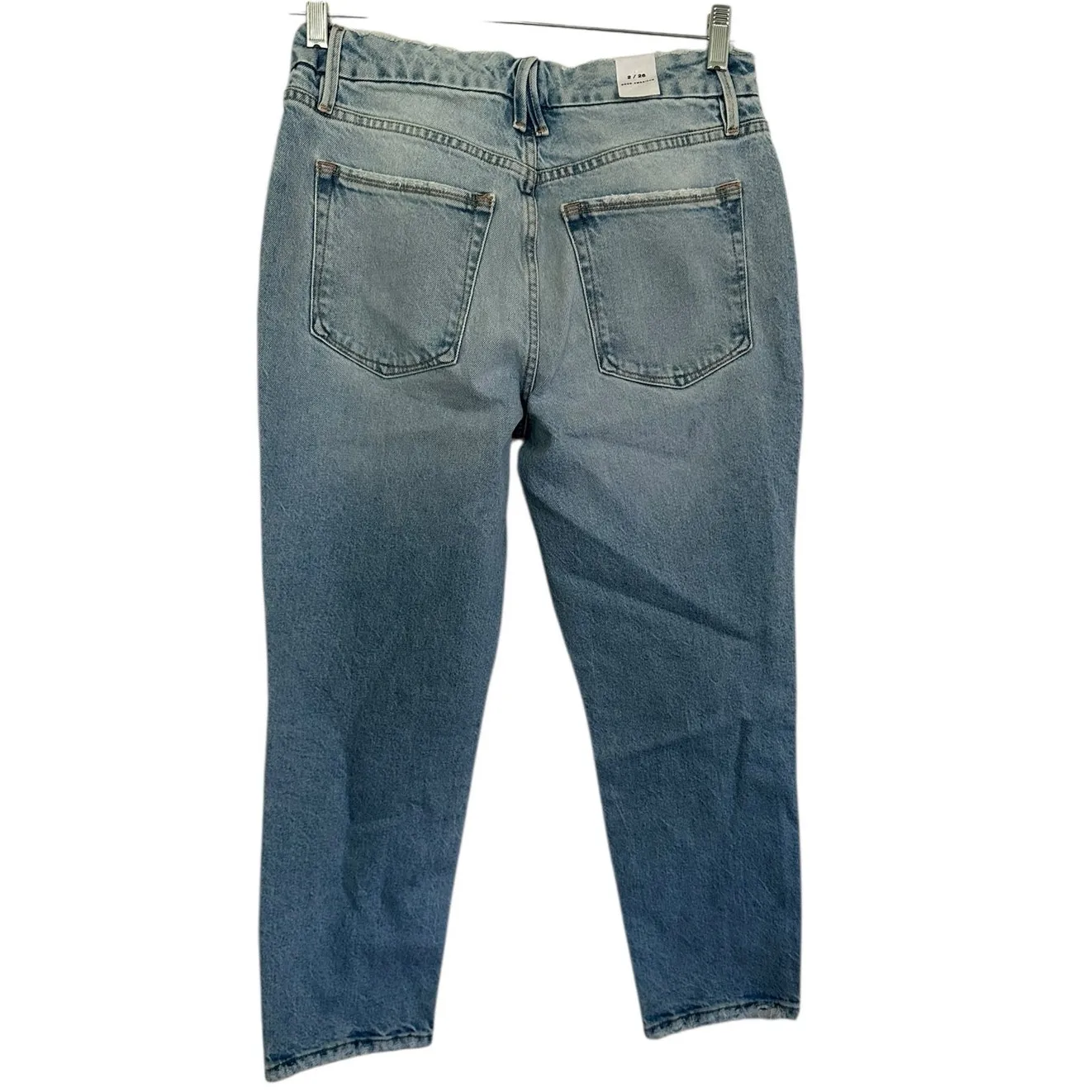 Good American Girlfriend High Rise Straight Leg Jeans Indigo size 2/26 - Image 11