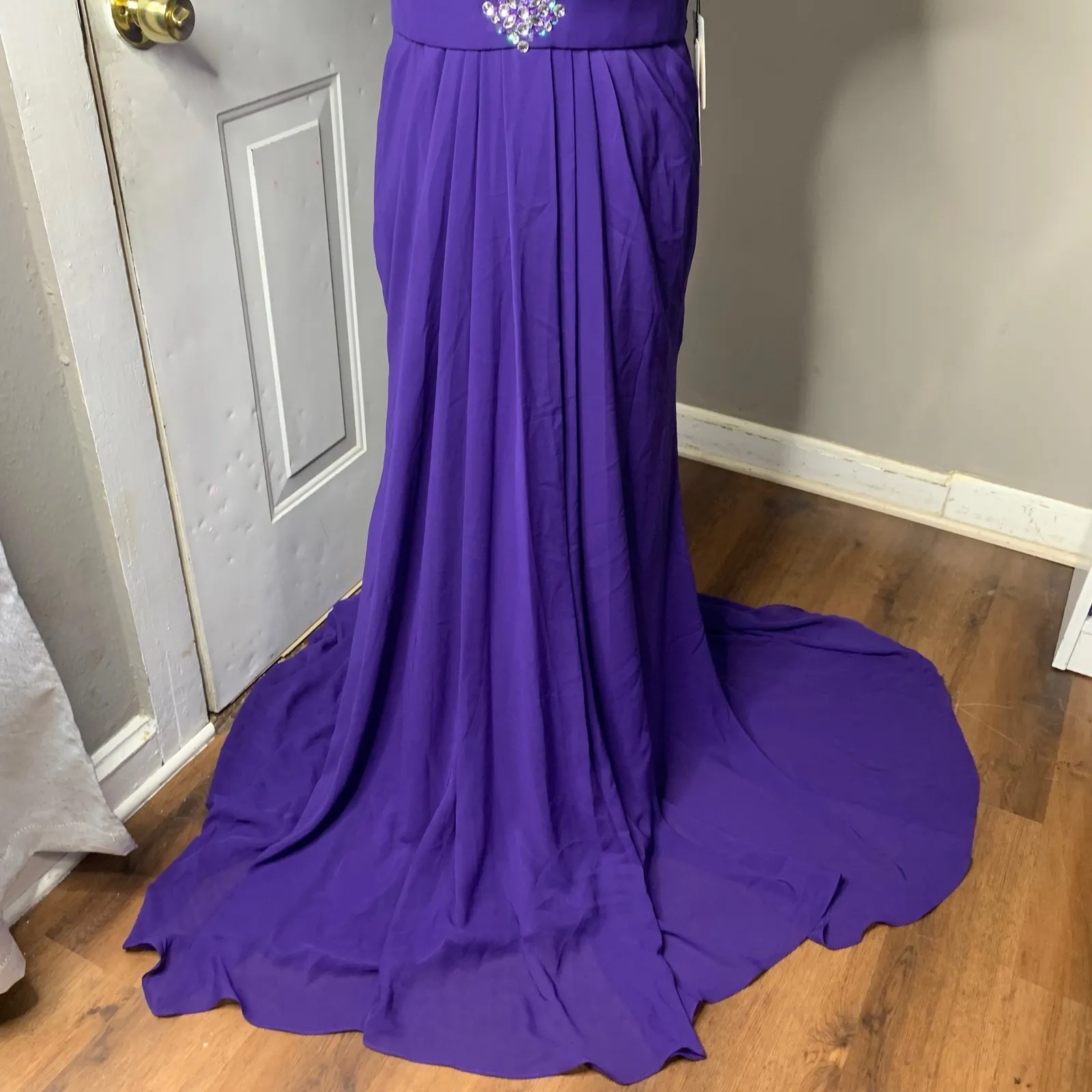 JJ's house purple regency sequin beaded embellished formal‎ gown sz 14 gala prom - Image 4