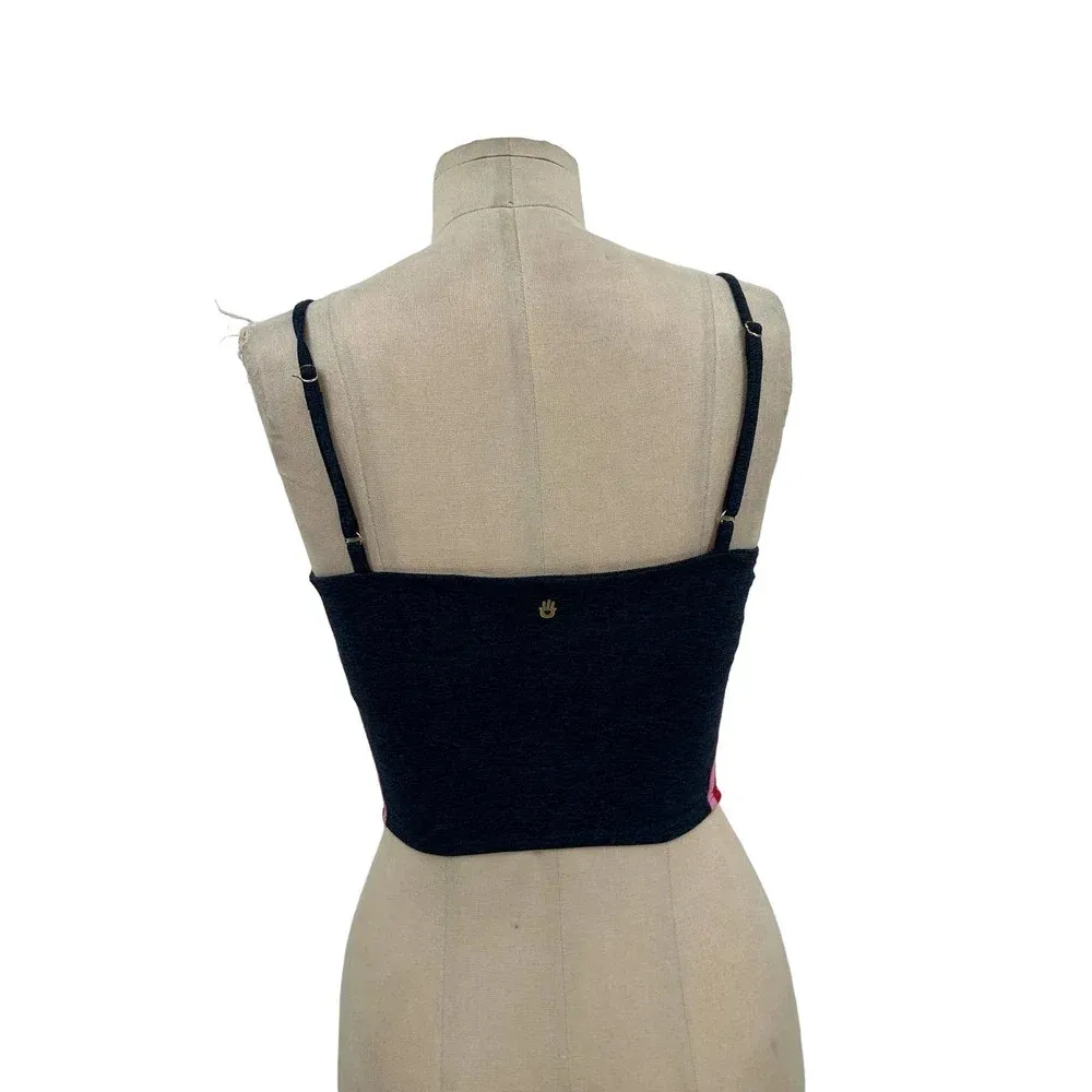 Spiritual Gangster Practice Cami Navy Blue Side Stripe Crop Top Size‎ Small - Image 6