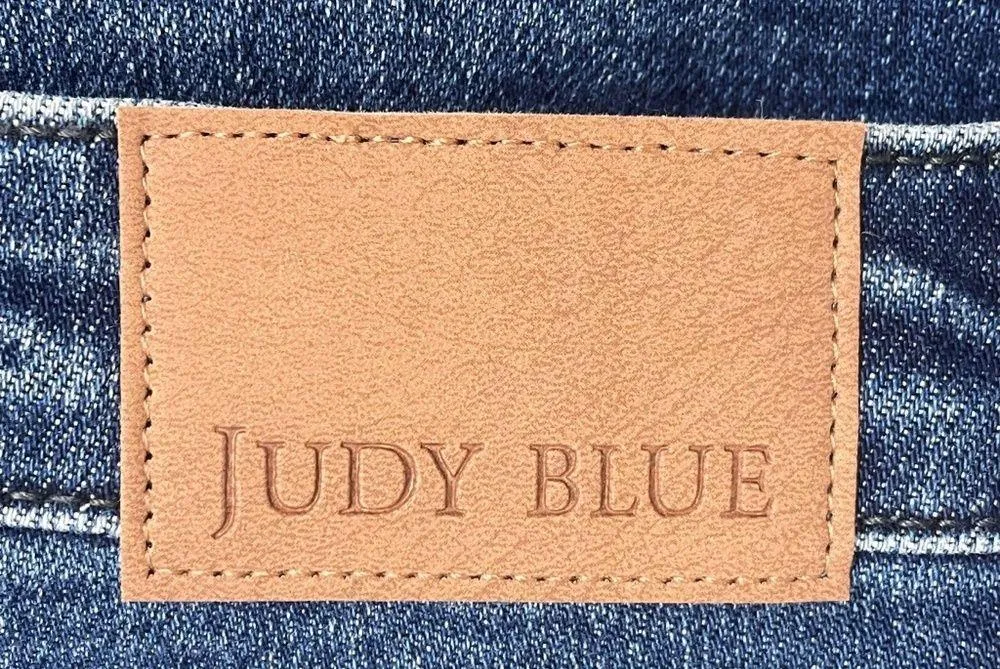 Judy Blue Buffalo Plaid Patch Midrise Cuffed Boyfriend Jeans Dark Wash Size 29 - Image 10