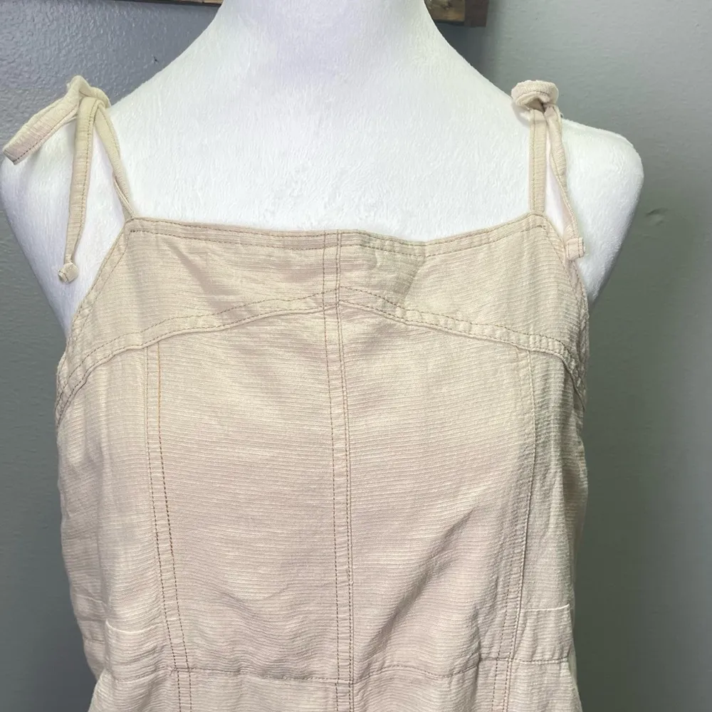 NEW Women's Harley Linen Jumpsuit Overalls Beige Tan Size Large - Image 5