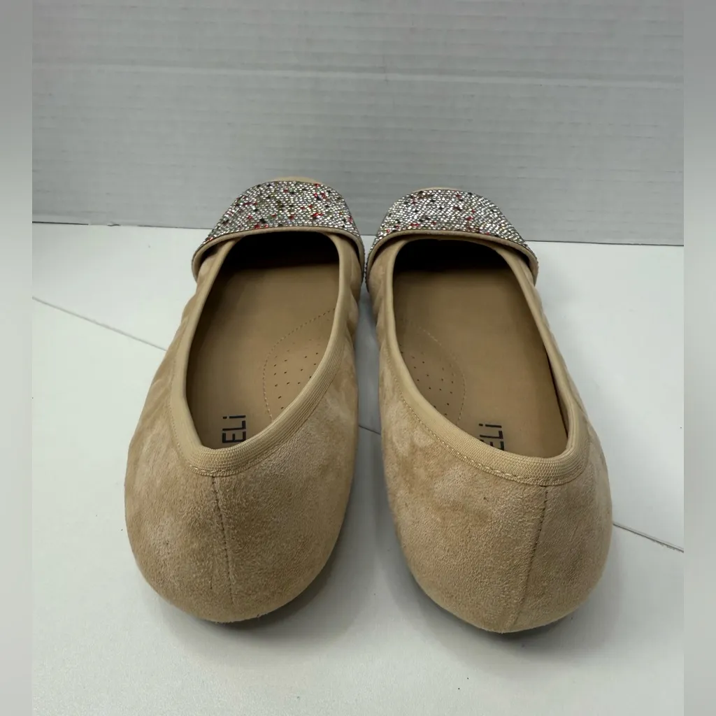 VANELI NABILIA Tan Suede
MultiColor Rhinestone Crystal
Band Flats size 9W - Image 7