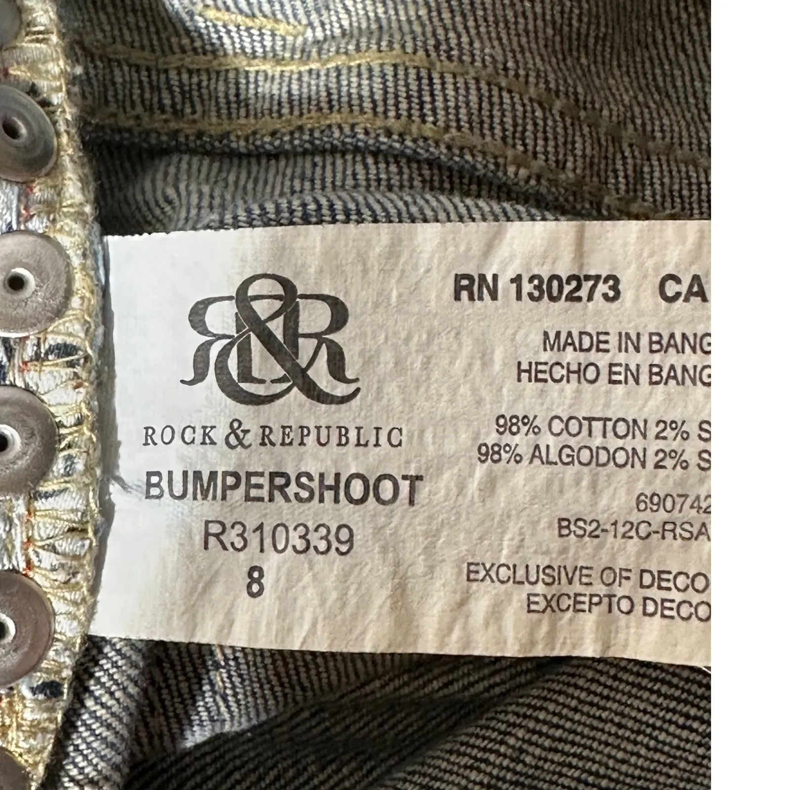 Rock & Republic Bumpershoot Denim Shorts Size 8 Distressed Studded Frayed Hem - Image 8