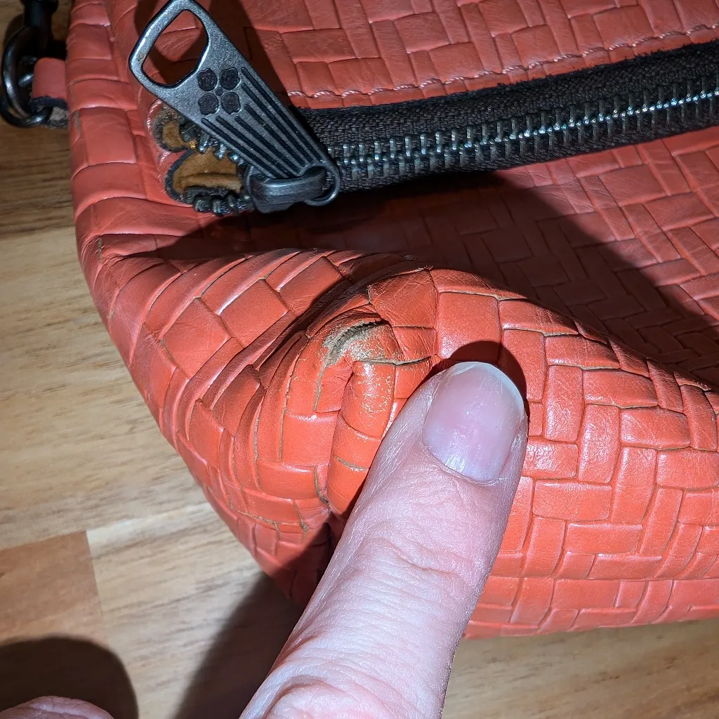 Patricia Nash Fold Over Leather Textured Clutch Burnt Coral - Image 3