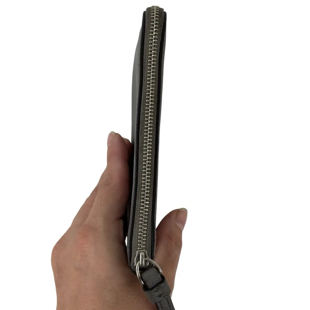 Coach F58032 Corner Zip Wristlet Crossgrain Leather Wallet Gray Small - Image 11