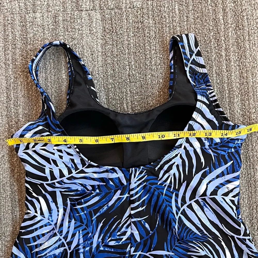 Blair Swimdress One Piece Swimsuit Swim Dress Blue Palm 8 New - Image 6