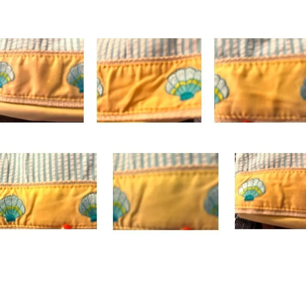 Quacker Factory Resort Blue White Seersucker Seashell Tote Bag Yellow Tr… - Image 7